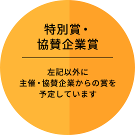 特別賞・協賛企業賞：左記以外に主催・協賛企業からの賞を予定しています